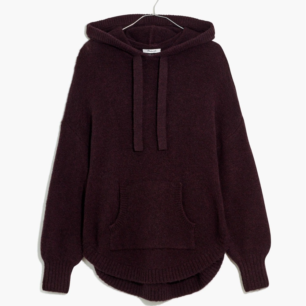 NWT‎ MADEWELL Wilmington Hoodie Sweater Heather Raisin Brown Wool Blend S